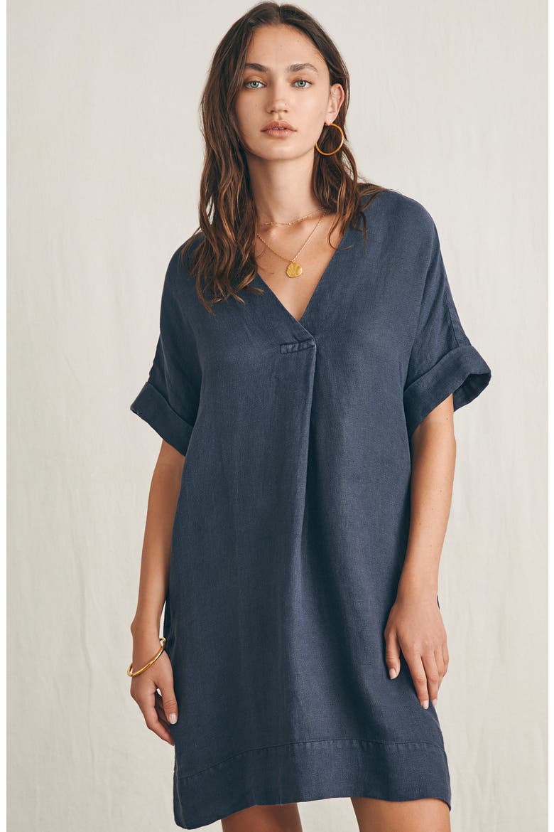 Sanibel Linen Shift Dress, Alternate, color, WASHED BLACK