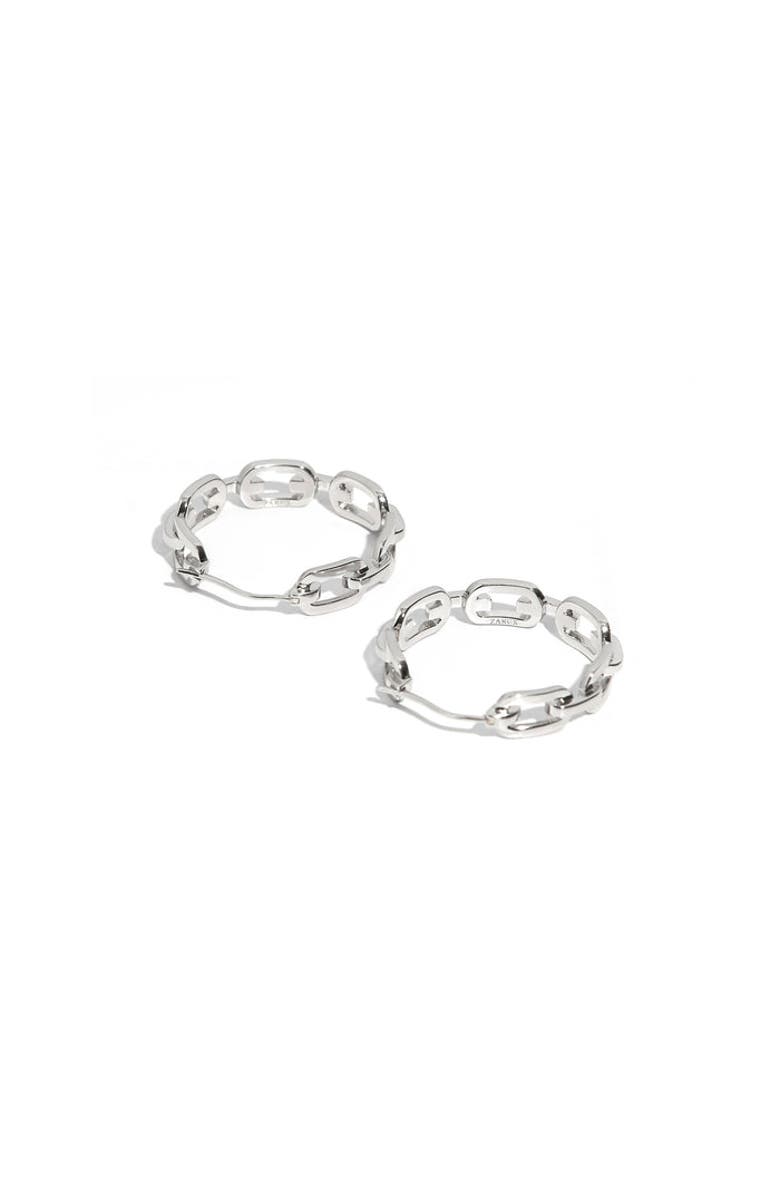 ZARUX Modern Day Hoop Earrings, Alternate, color, White Gold