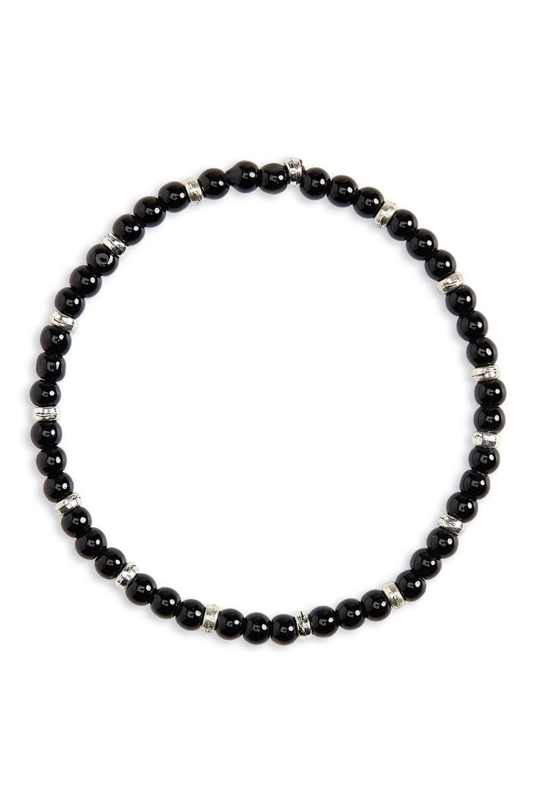 Beaded Bracelet, Main, color, BLACK SILVER