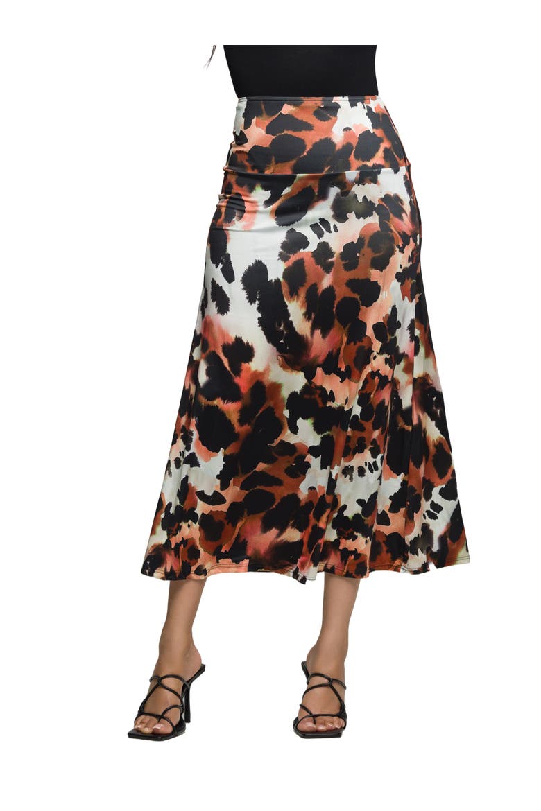 Animal Print Elastic Waist Maxi Skirt, Main, color, Brown Multi