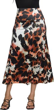 24seven Comfort Apparel Animal Print Elastic Waist Maxi Skirt