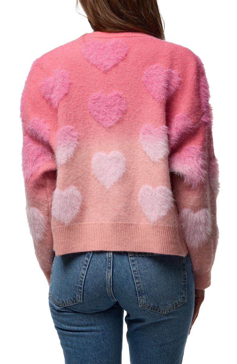 SAACHI Heart Eyelash Cardigan, Alternate, color, Dark Pink