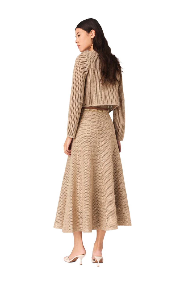 maje Rhinestone knit cardigan, Alternate, color, Nude