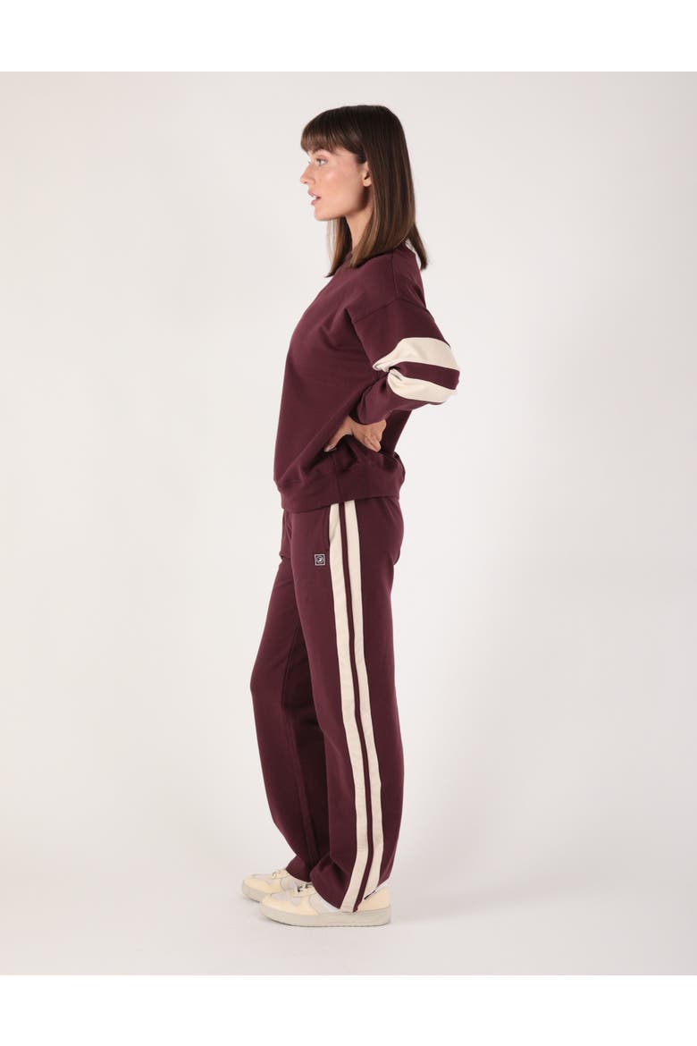 Retro Straightleg Sweatpant, Alternate, color, Crimson Velvet/Oatmilk Stripes
