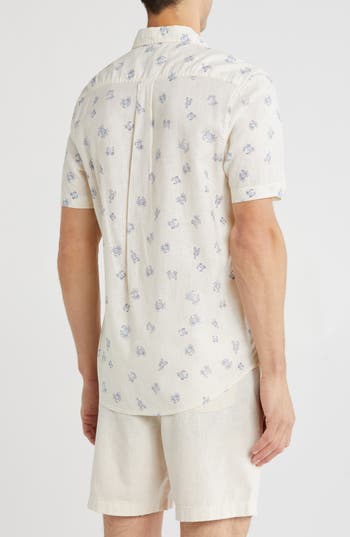 14th & Union Short Sleeve Linen & Cotton Button-up Shirt