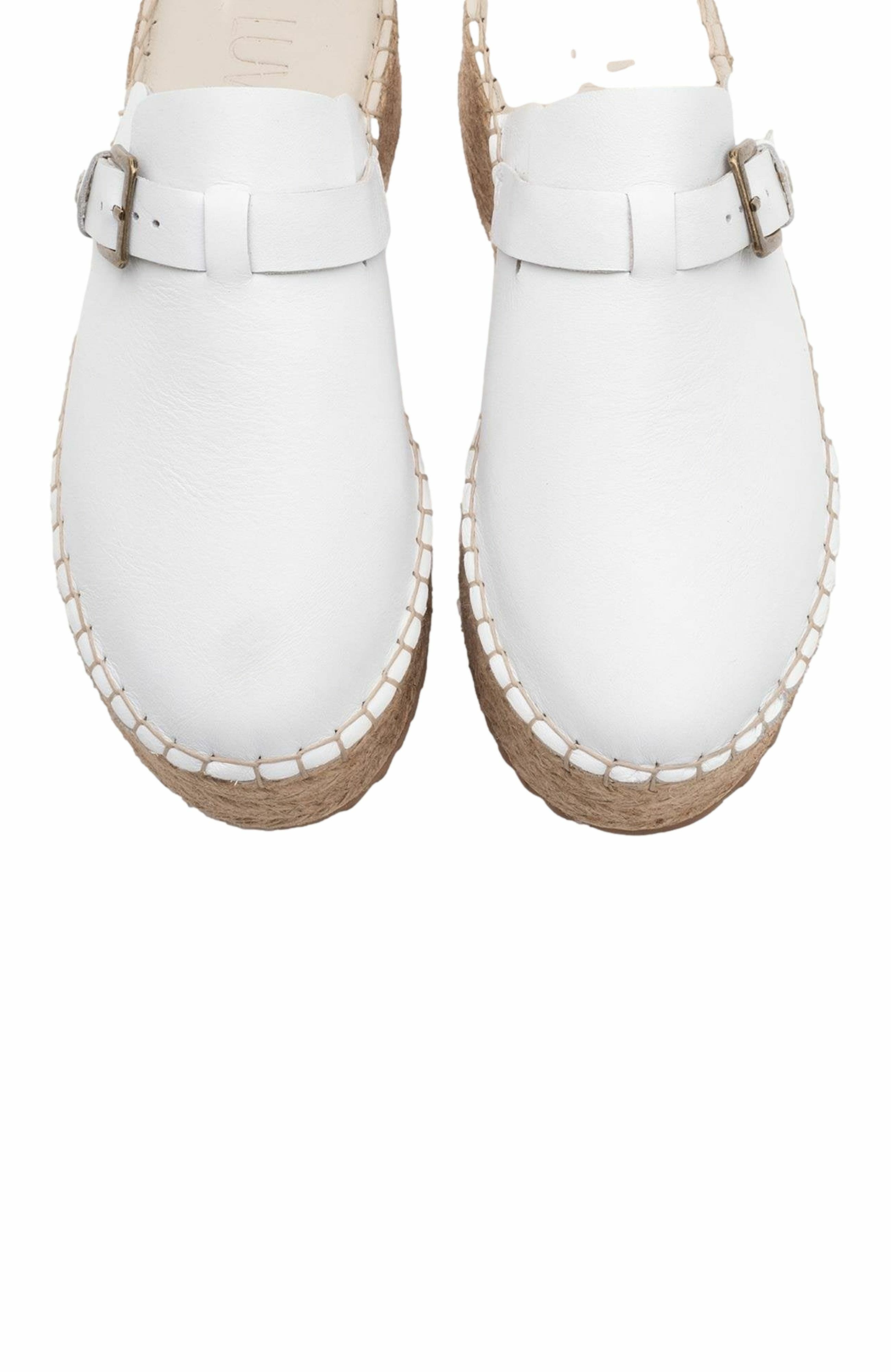 Forever & Always Shoes Novas Leather Platform Espadrille Mule, Alternate, color, White Leather