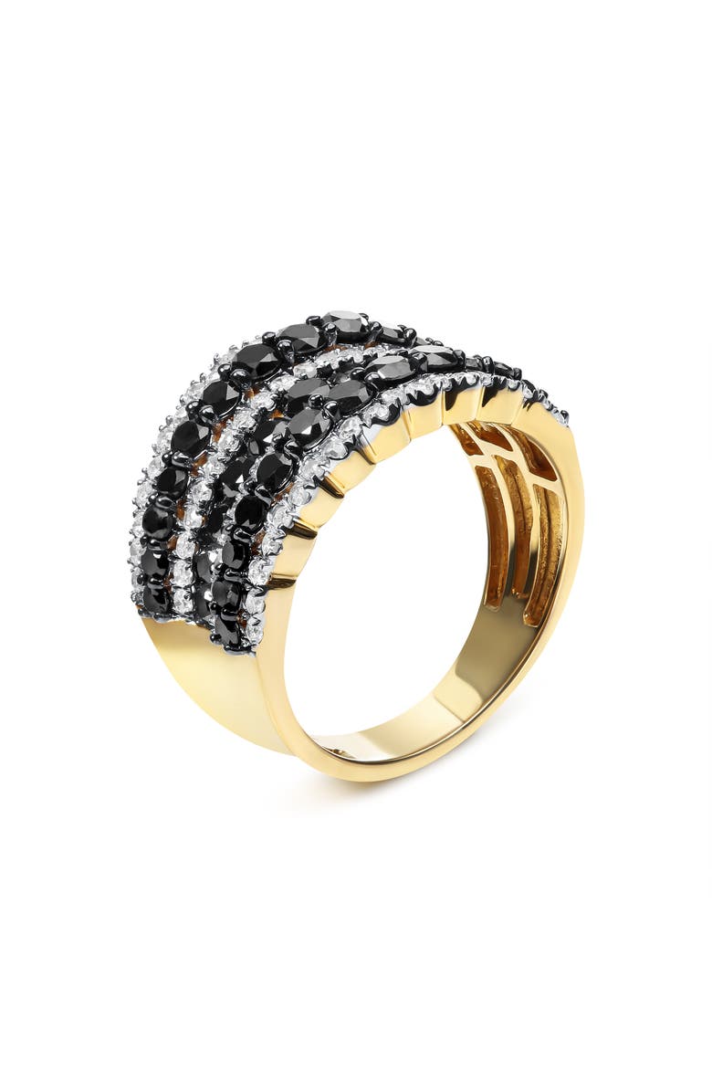 Haus of Brilliance 14K Yellow Gold Plated Silver 1 3/4 Cttw Black and White Diamond Multi Row Band Ring, Alternate, color, Yellow Gold Over Silver
