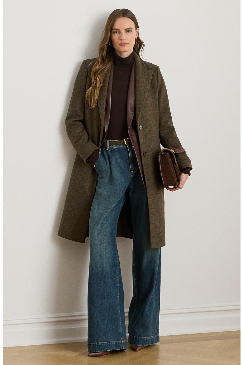 Peak Lapel Coat, Alternate, color, LODEN BROWN