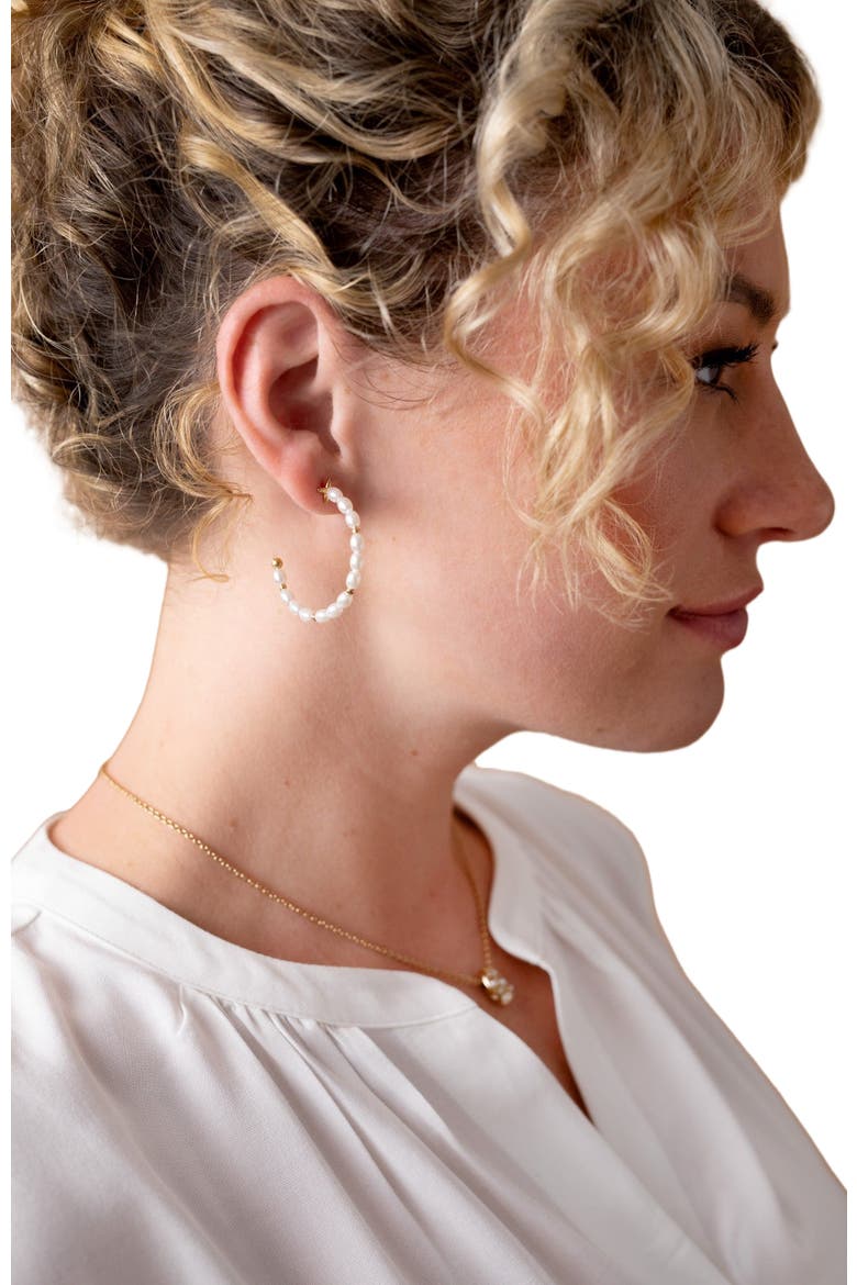 Rice Pearl Hoop Earrings, Alternate, color, Pearl
