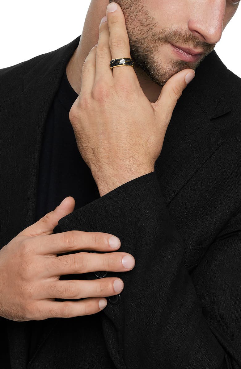 David Yurman Forged Carbon Band Ring in 18K Gold, 8.5mm, Alternate, color, Forged Carbon