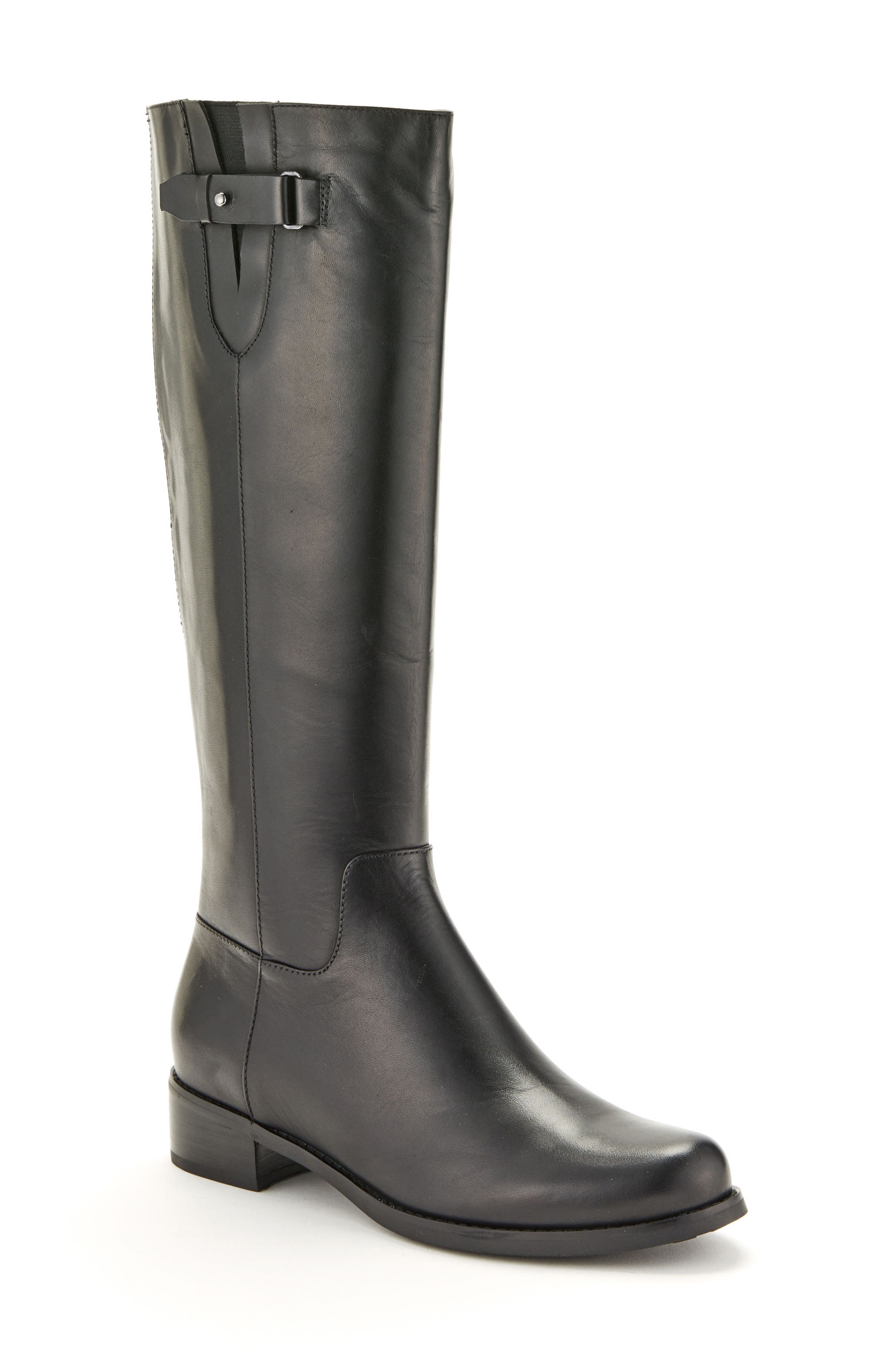 Volly Waterproof Riding Boot, Main, color, BLACK LEATHER