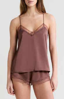 Plume Lace Trim Satin Camisole
