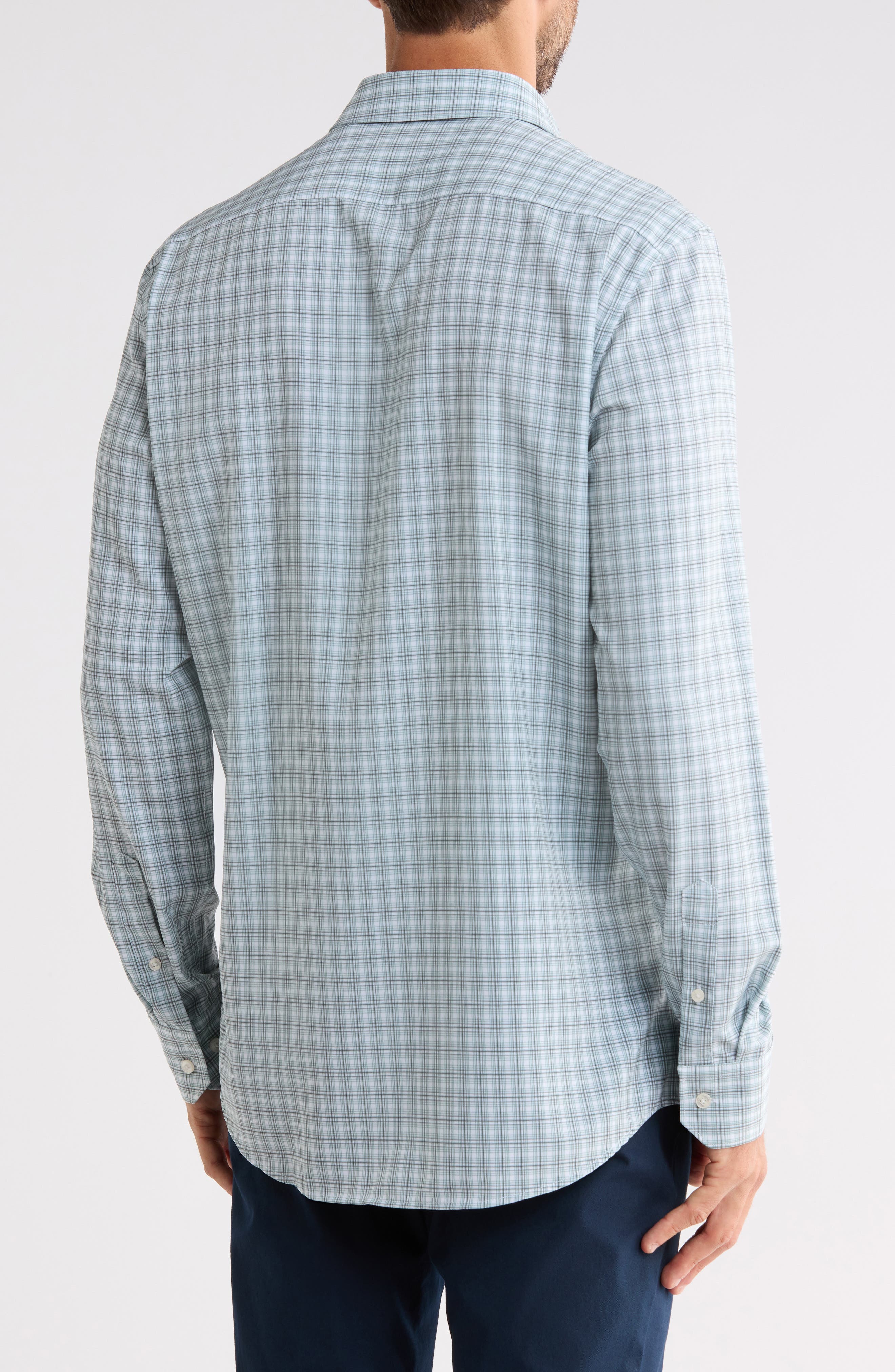 Perry Ellis Slim Fit Performance Plaid Dress Shirt (Men) | Nordstromrack
