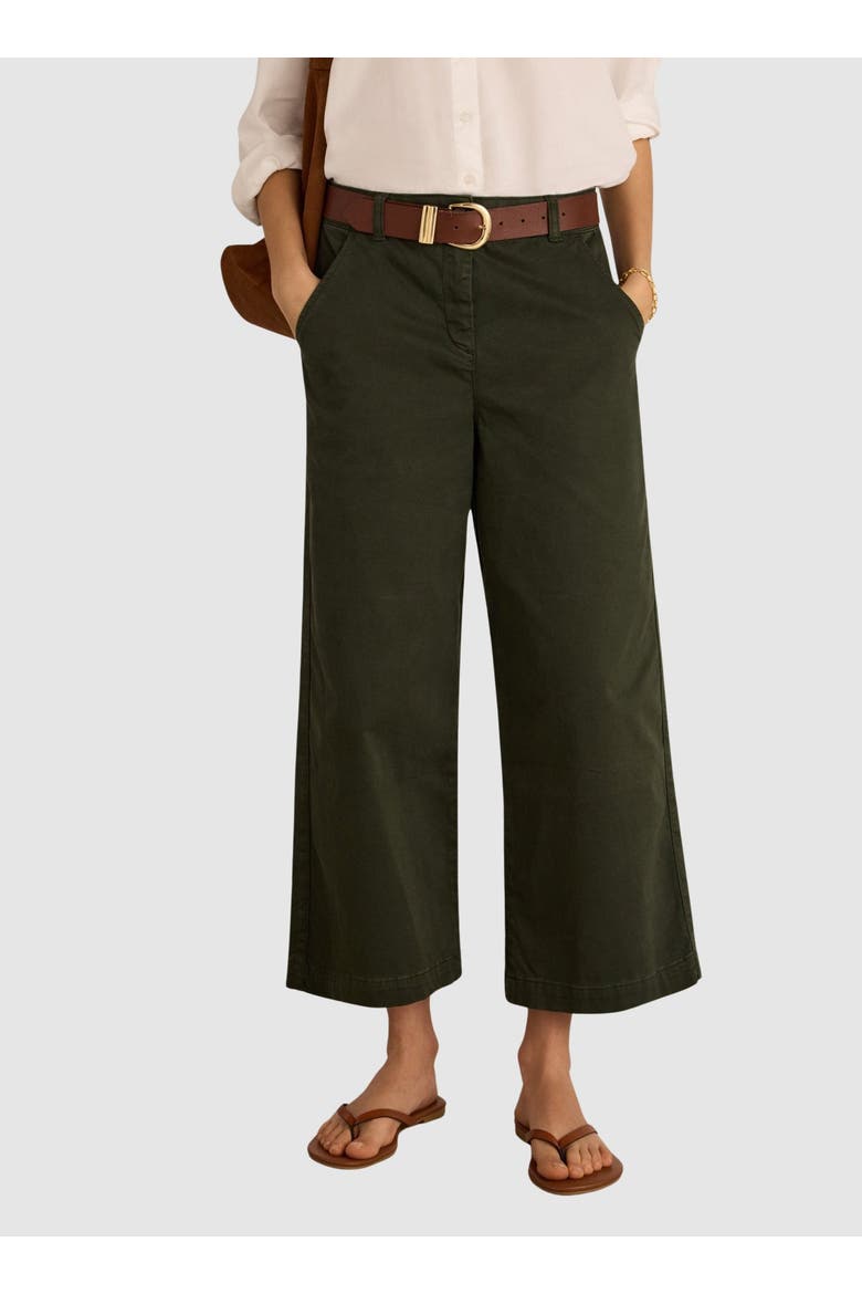 Brielle Organic Cotton Wide Leg Trousers, Main, color, Deep Khaki