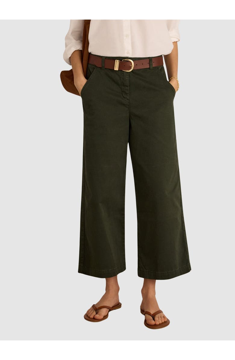 Baukjen Brielle Organic Cotton Wide Leg Trousers, Main, color, Deep Khaki