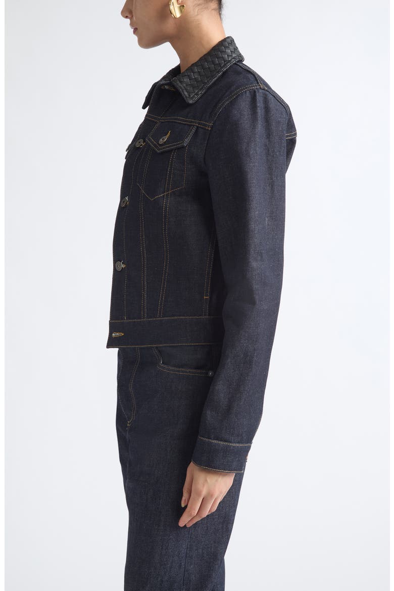 Intrecciato Collar Denim Jacket, Alternate, color, 4245 INDIGO