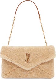 Saint Laurent Cassandre Genuine Shearling Shoulder Bag