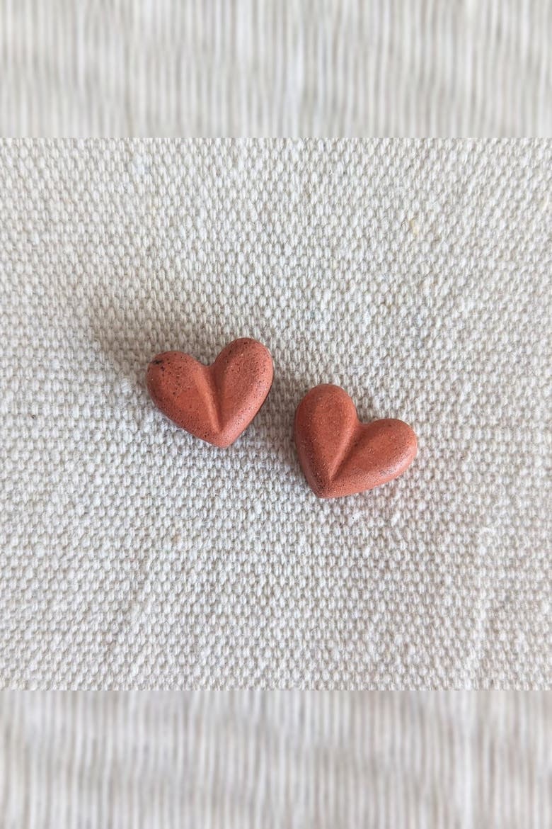Chunky Heart Earrings, Main, color, Coral Terrazzo