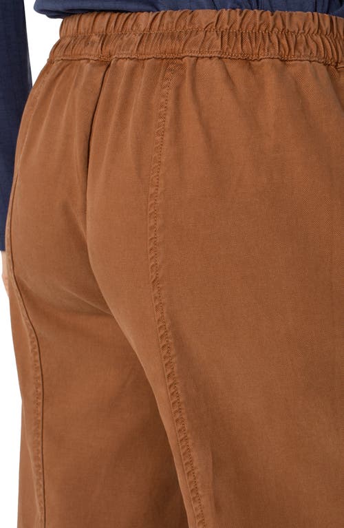 Liverpool Los Angeles Elastic Back High Waist Wide Leg Twill Pants In Brown