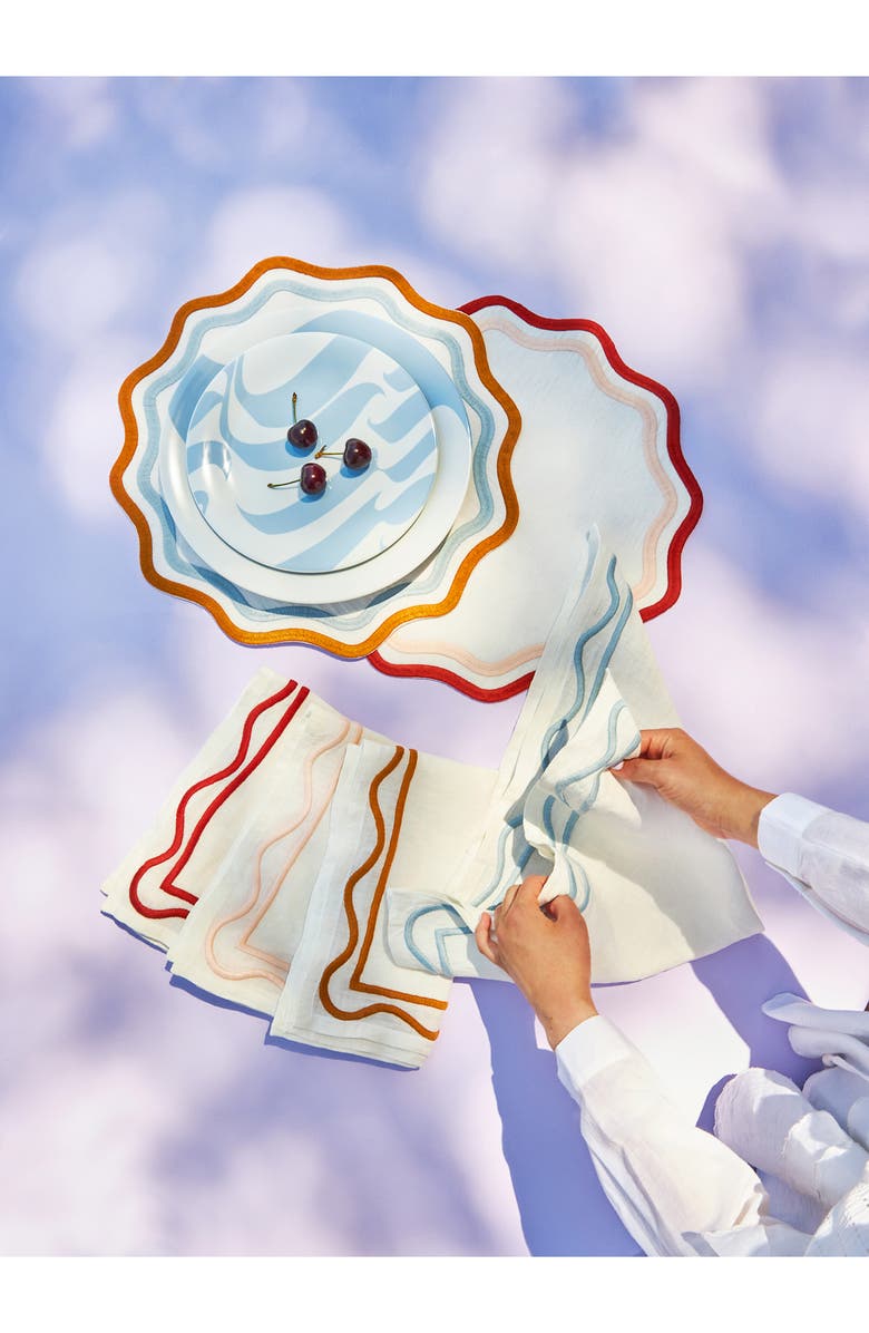 MISETTE Set of 4 Embroidered Linen Napkins, Alternate, color, Color Block - Multicolor