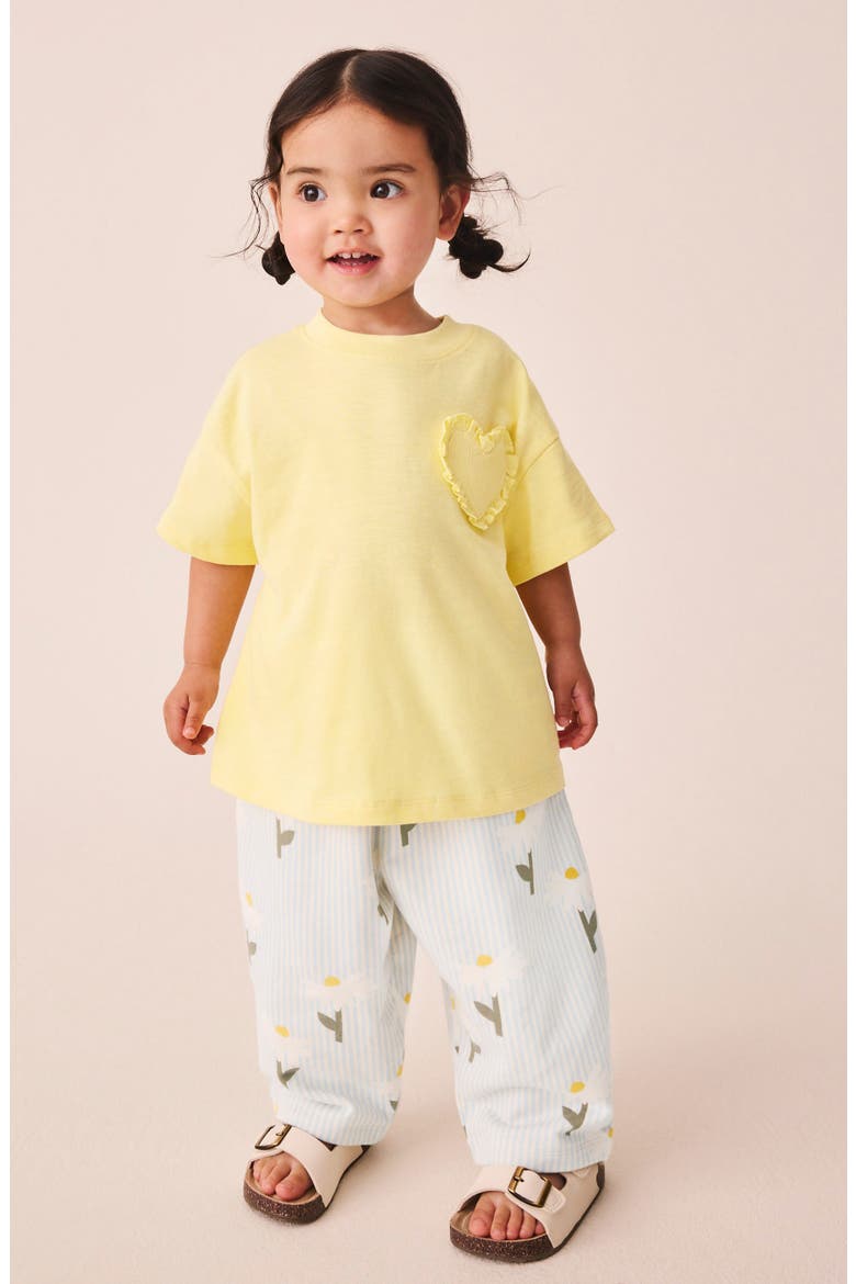 Kids' T-Shirt & Daisy Pants Set, Alternate, color, YELLOW
