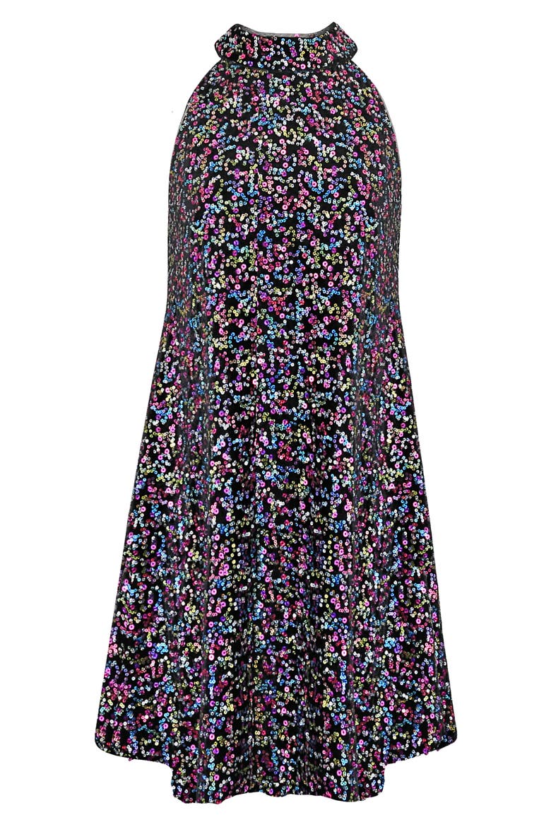 Kids' Sequin Swing Dress, Main, color, BLACK/ MULTI