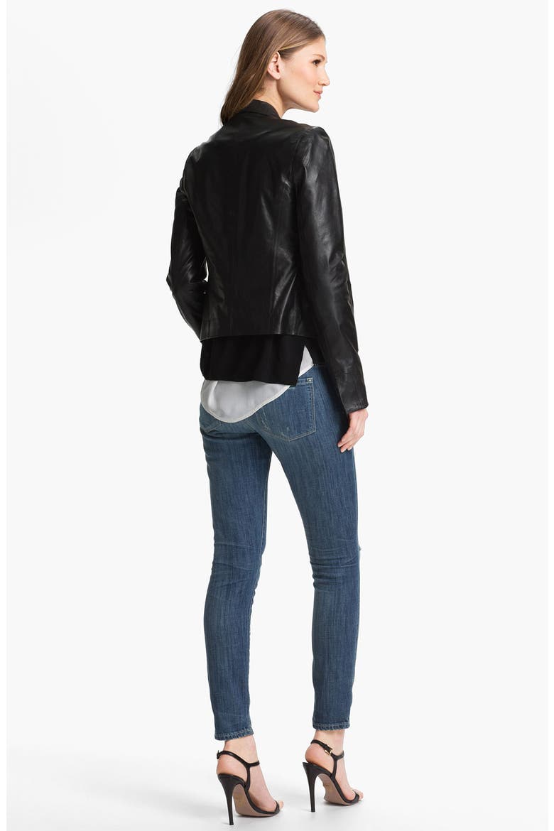 Leather Blazer, Alternate, color, BLACK