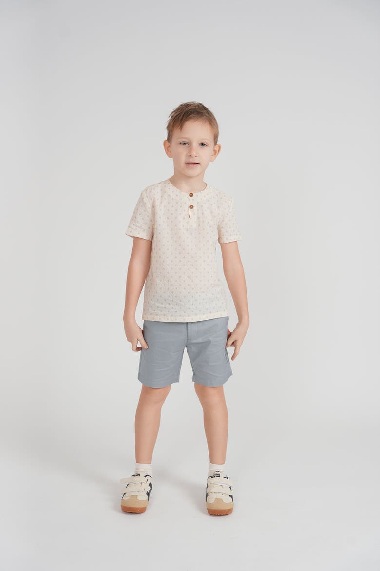 Printed Gauze Short Sleeve Shirt, Alternate, color, Cream/Blue