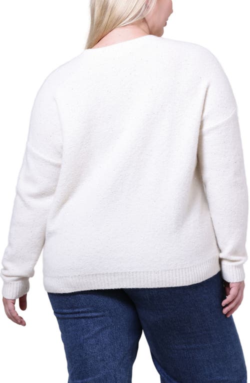 Minnie Rose Plus Size Sparkle Cashmere Boxy Crew Neck Top In Estelle