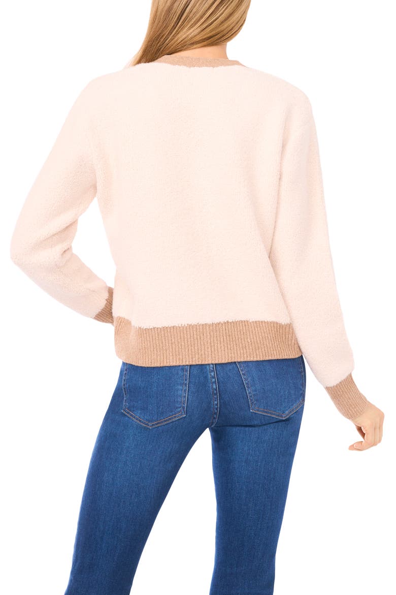 Colorblock Loop Stitch Cardigan, Alternate, color, CLOUD CREAM