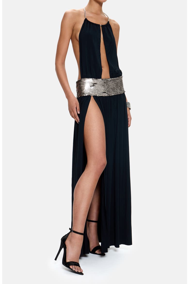 Oryx Sequin Maxi Dress, Main, color, BLACK