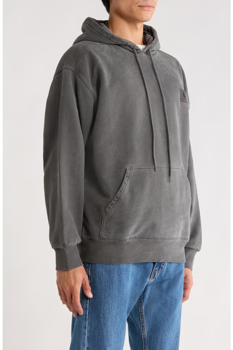 Vista Logo Patch Hoodie, Alternate, color, BLACK GARMENT DYED
