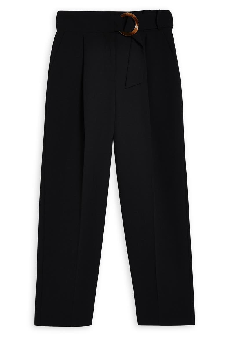 Wilma Belted Peg Tapered Trousers, Alternate, color, BLACK