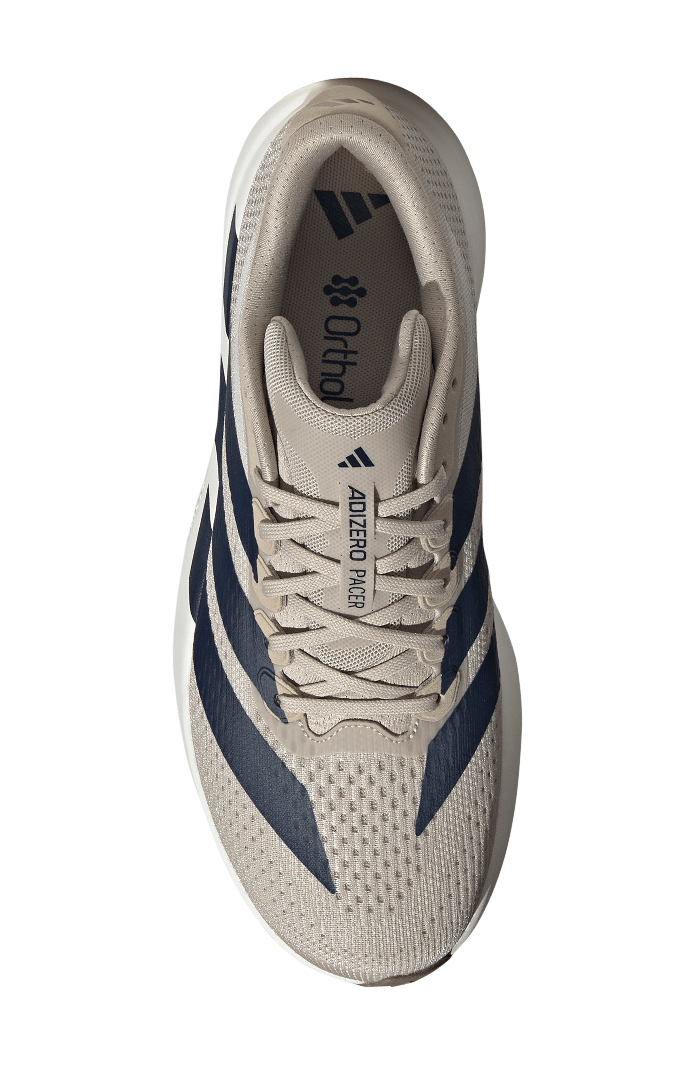 Adizero Pacer Sneaker, Alternate, color, KHAKI / NIGHT INDIGO/ WHITE