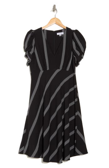 CALVIN KLEIN CALVIN KLEIN STRIPE GAUZE MINIDRESS