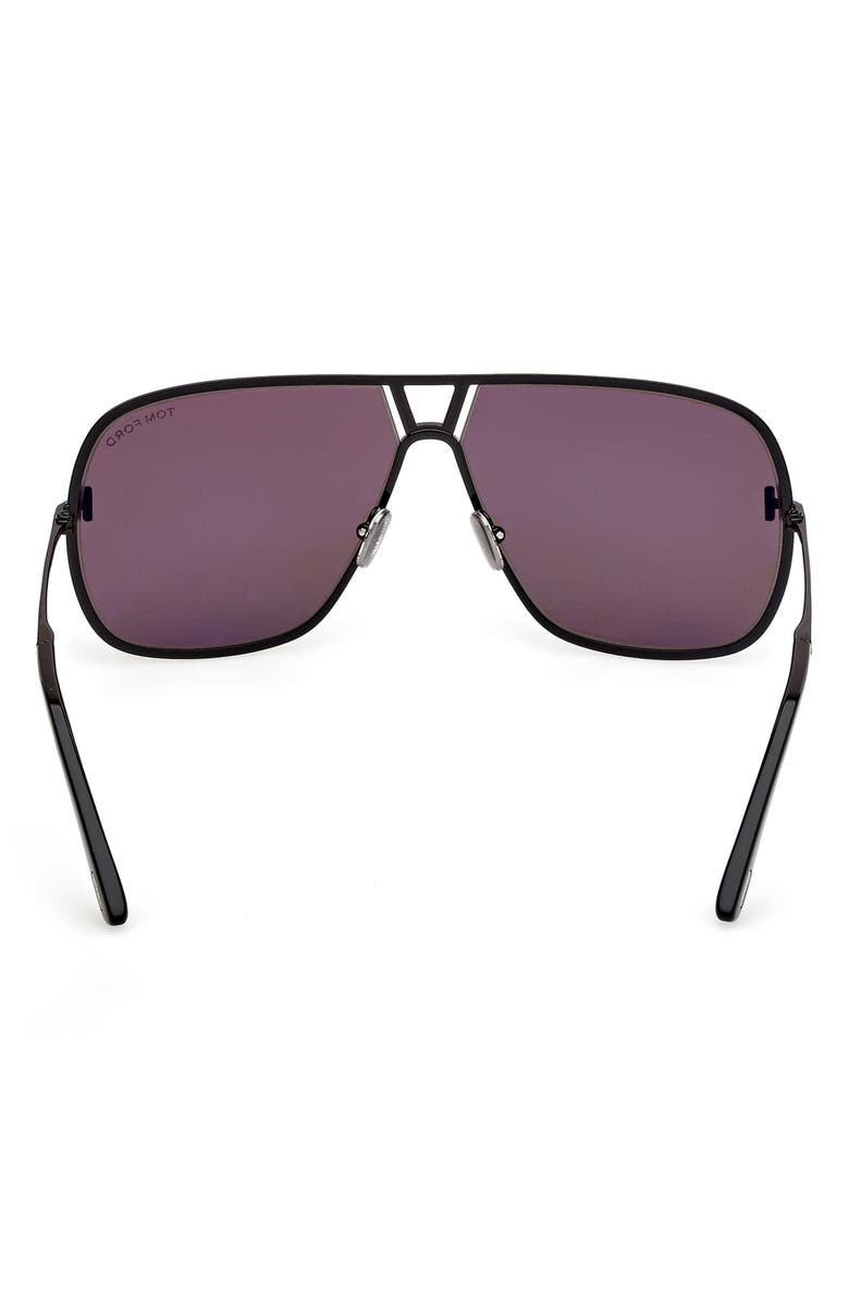 TOM FORD Stavros 63mm Oversize Navigator Sunglasses, Alternate, color, Shiny Black / Smoke Lenses