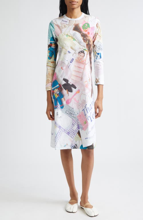Ashley Williams Treasures Print Long Sleeve Jersey A-Line Dress in White Multi  product