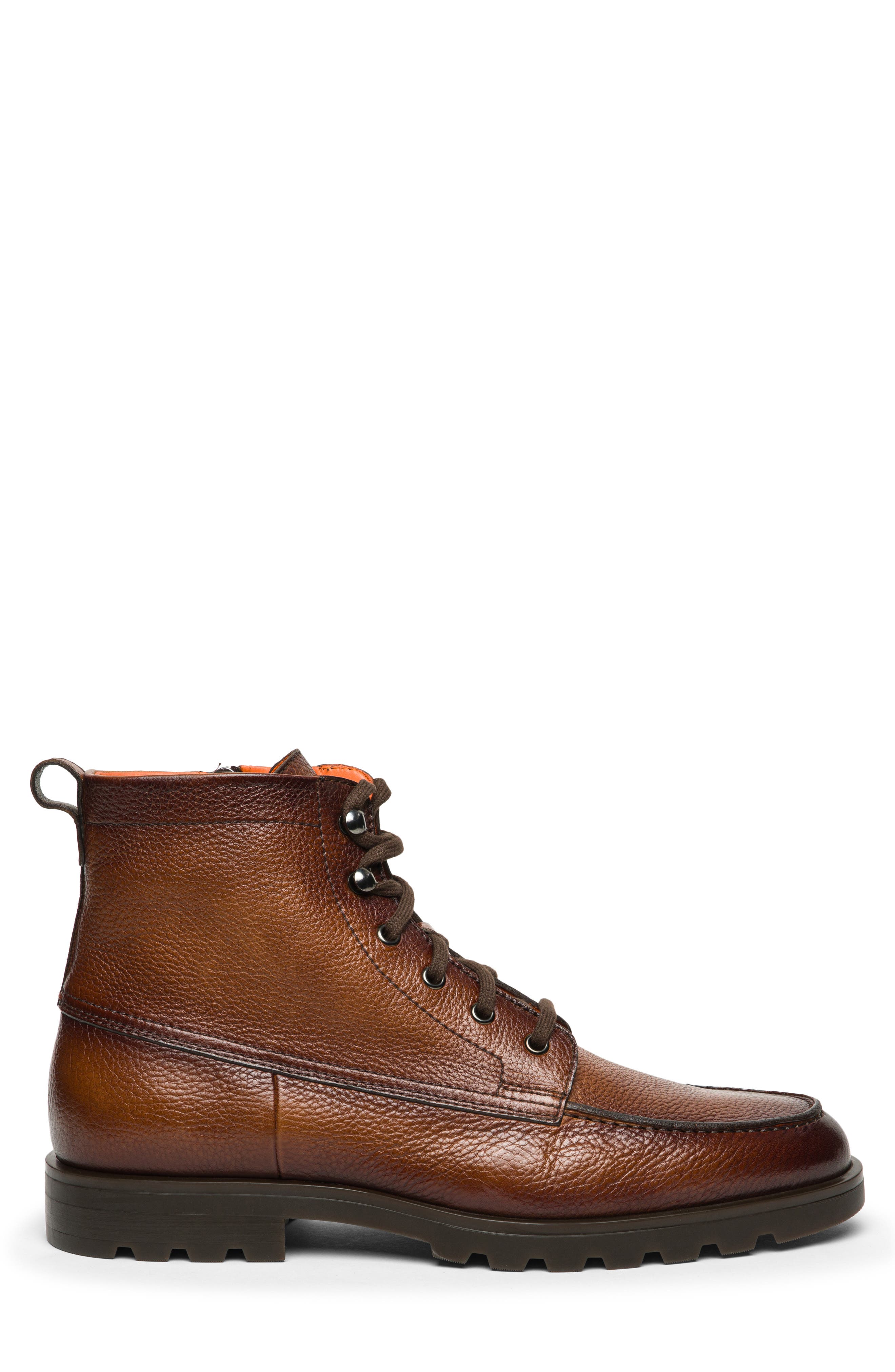 Santoni Flair Moc Toe Boot, Alternate, color, Dark Brown