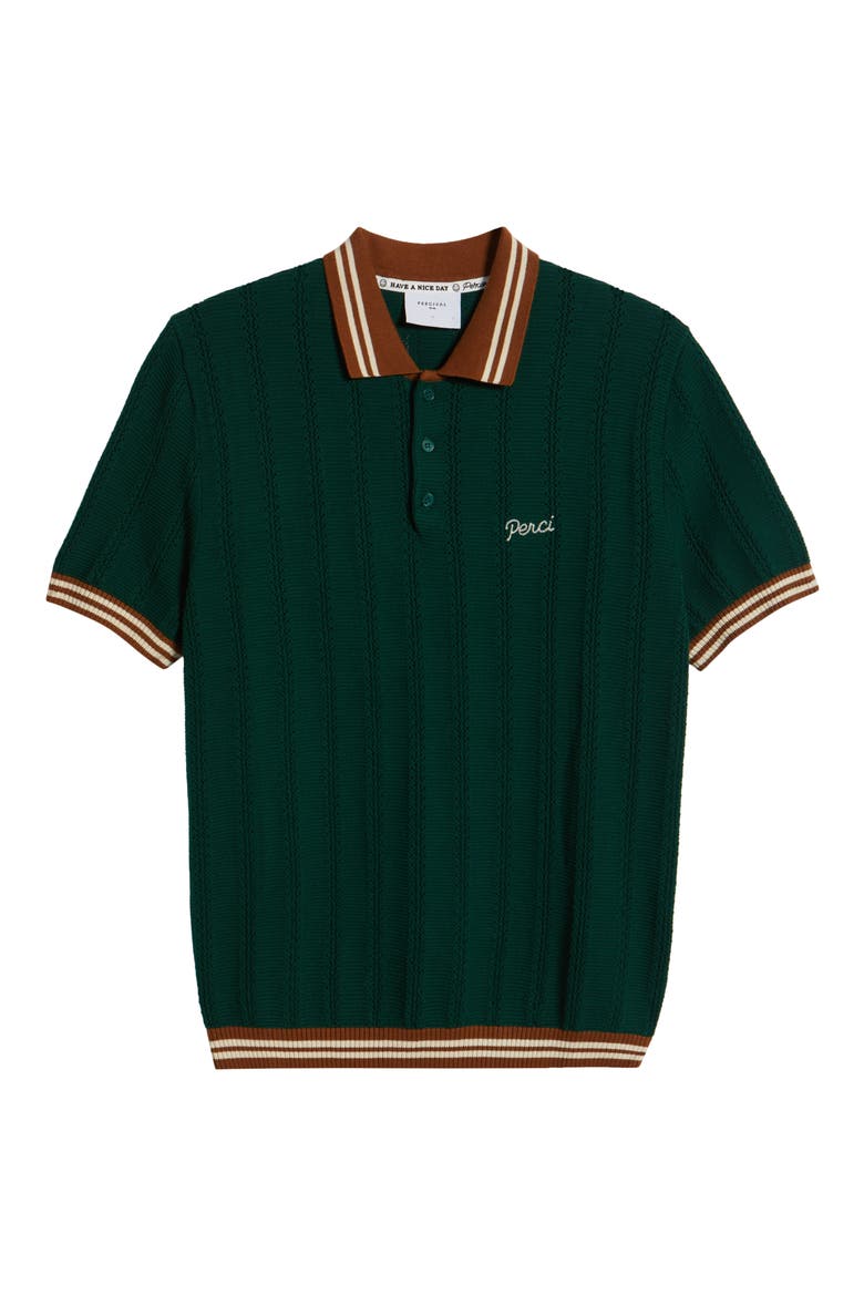 Tipped Cotton Polo, Alternate, color, FOREST