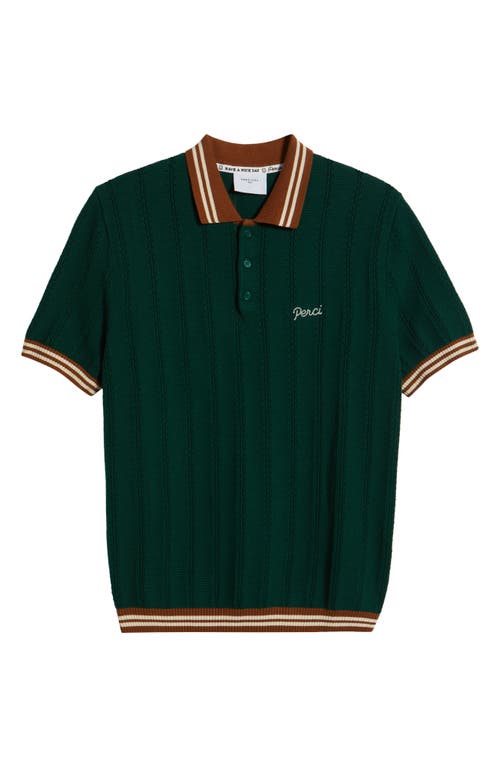 Percival Tipped Cotton Polo In Forest