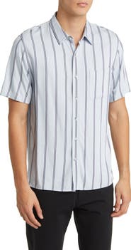Vince Pacifica Stripe Short Sleeve Button-Up Shirt
