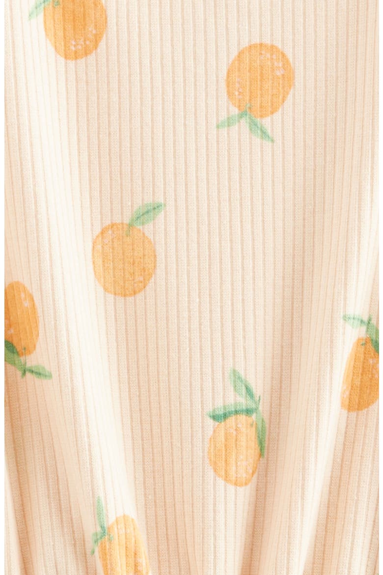Kids' Print Rib Romper, Alternate, color, BEIGE BISQUE SWEET ORANGES