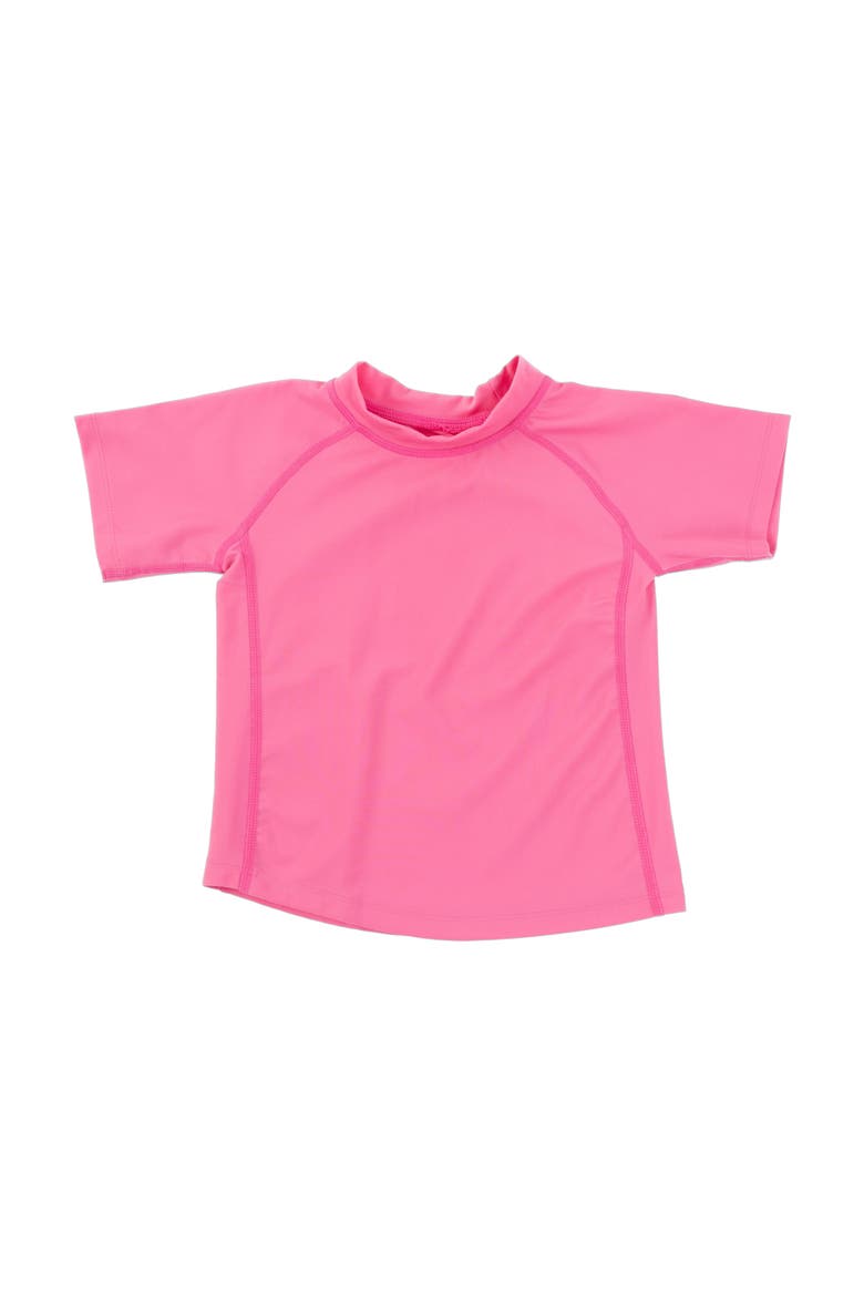 Kids Short Sleeve Rash Guard, UPF 50+ Swim Shirt, Main, color, PINK