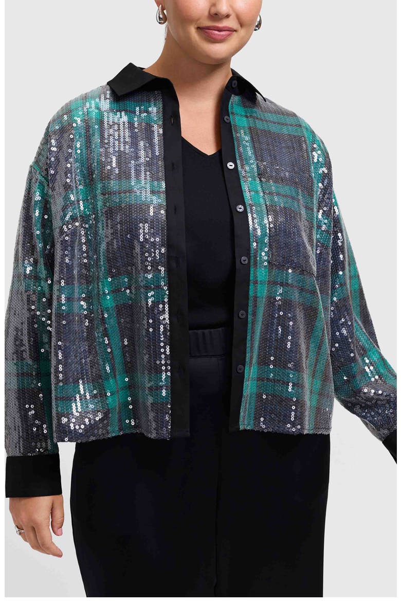 Marina Sequin Button-Up Shirt, Alternate, color, NAVY BLUE/ MULTI