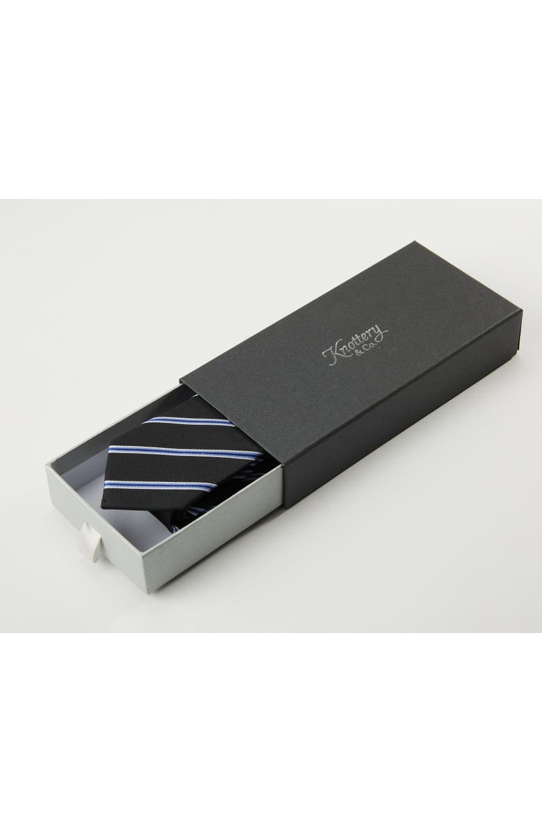 Knottery & Co Accent Striped Silk Jacquard Tie, Alternate, color, Navy Blue