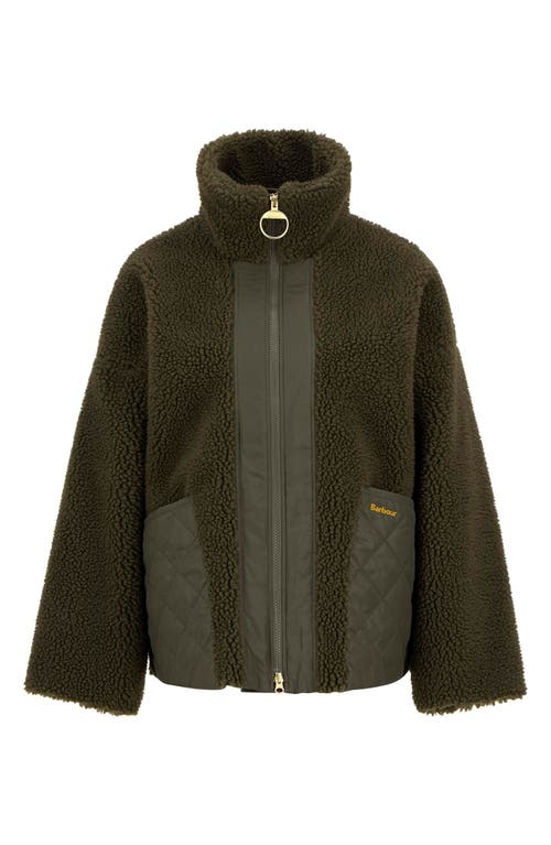 Barbour Brawby High Pile Fleece Jacket In Green