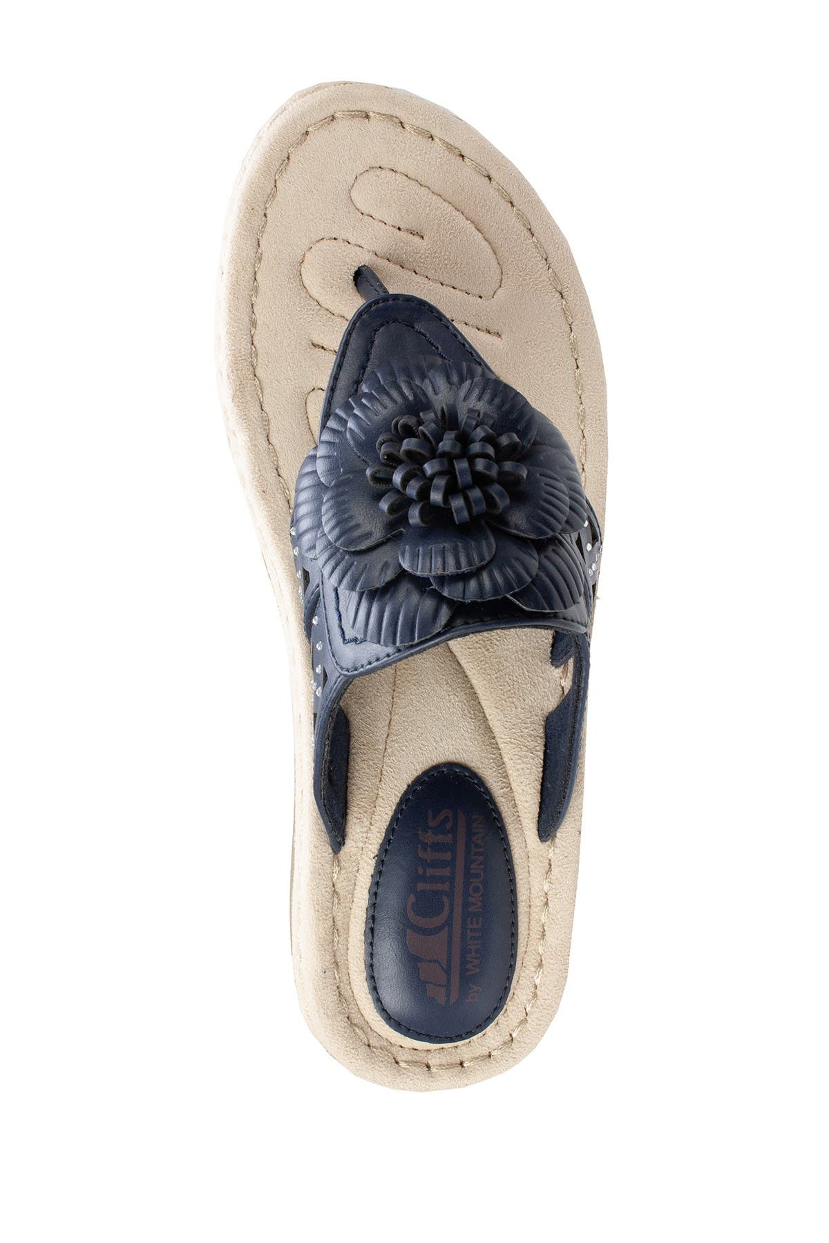 CLIFFS BY WHITE MOUNTAIN Cynthia Thong Comfort Sandal - Multiple Widths Available, Alternate, color, Navy/Smooth