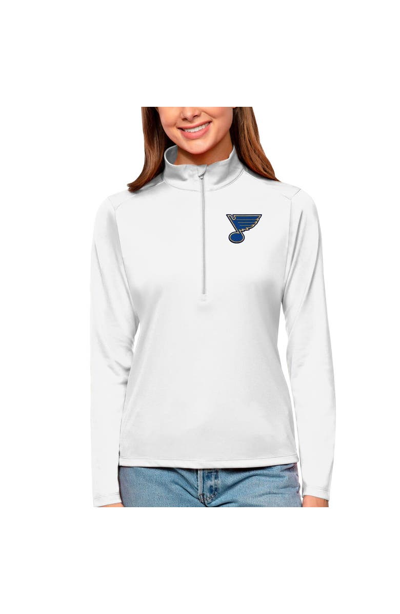 ANTIGUA Women's Antigua White St. Louis Blues Tribute Quarter-Zip Pullover Top, Main, color, 