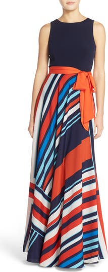 Eliza J Jersey & Stripe Maxi Dress | Nordstrom