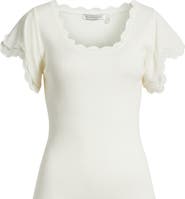 Elie Tahari Brittany Flutter Sleeve Mixed Media Top